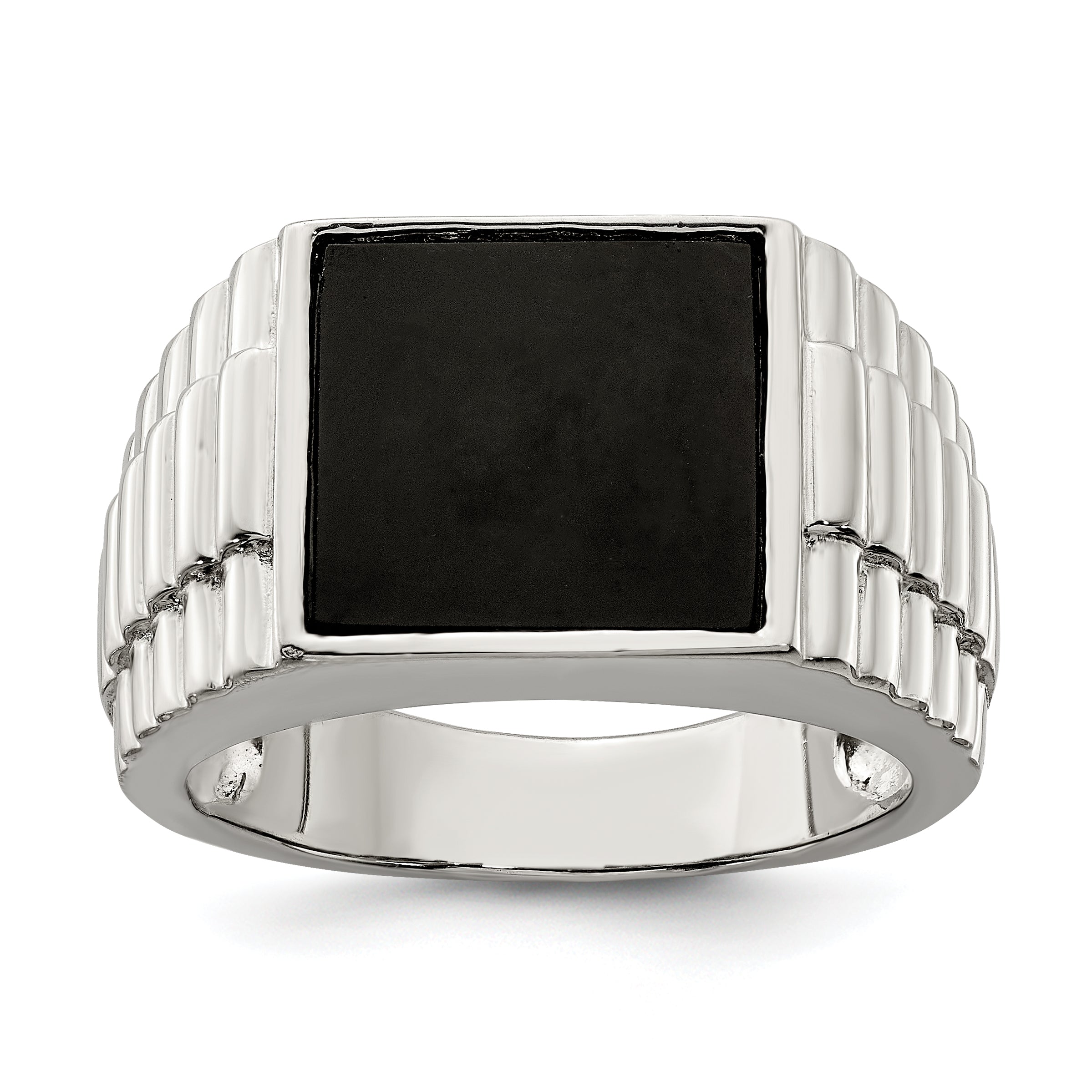 Sterling Silver Rhodium-plated Men's Onyx Ring Main image