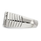 Sterling Silver Rhodium-plated Men's CZ and Onyx Ring