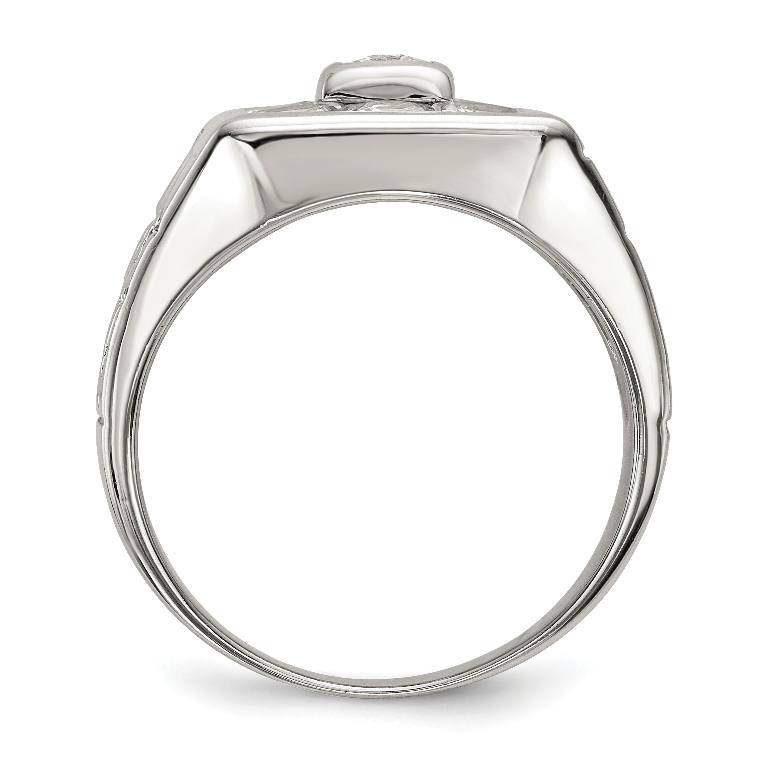 Sterling Silver Rhodium Plated Men's Fashion CZ Ring Secondary image