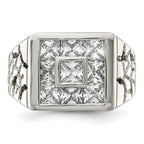 Sterling Silver Rhodium Plated Men's Fashion CZ Ring