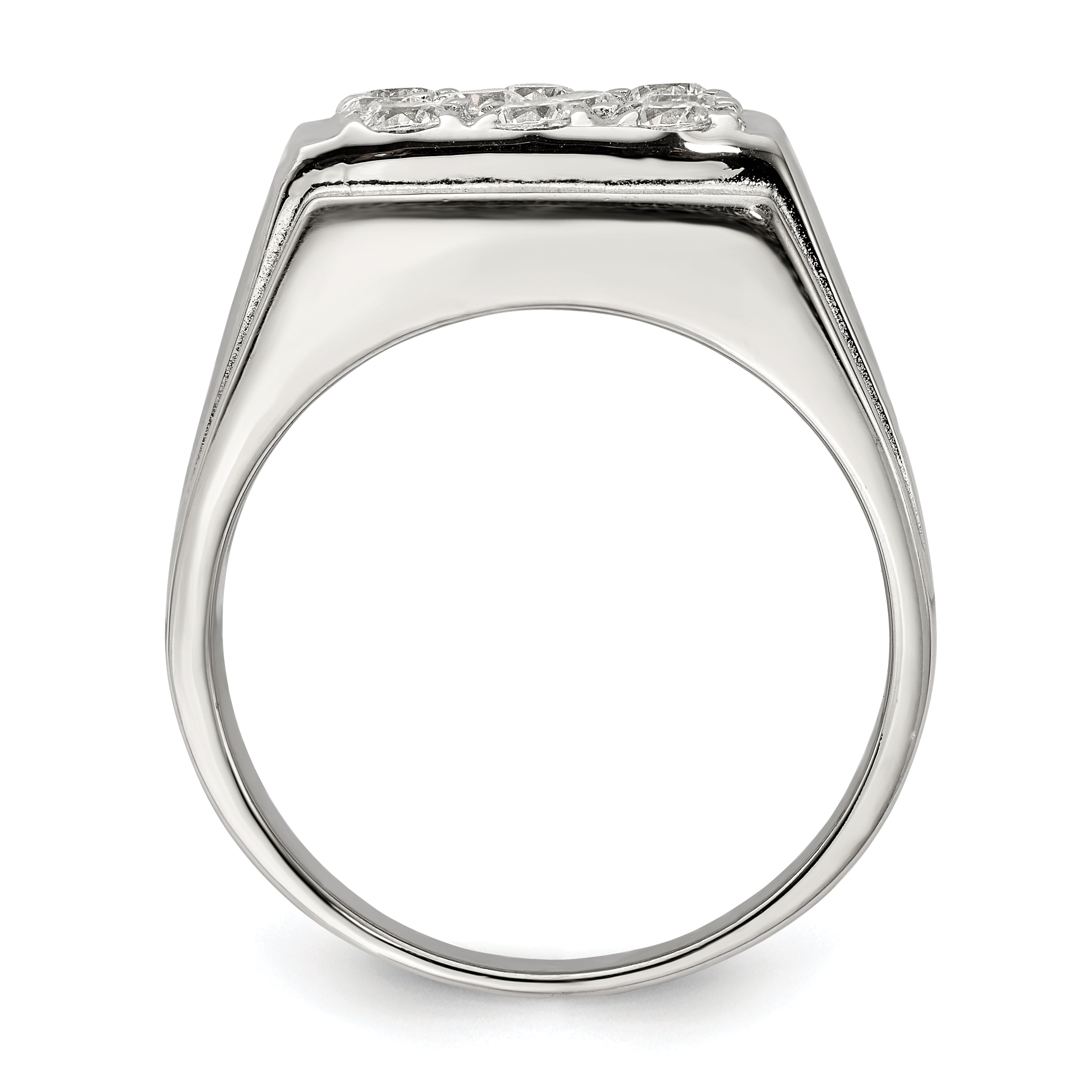 Sterling Silver Rhodium-plated Men's CZ Ring