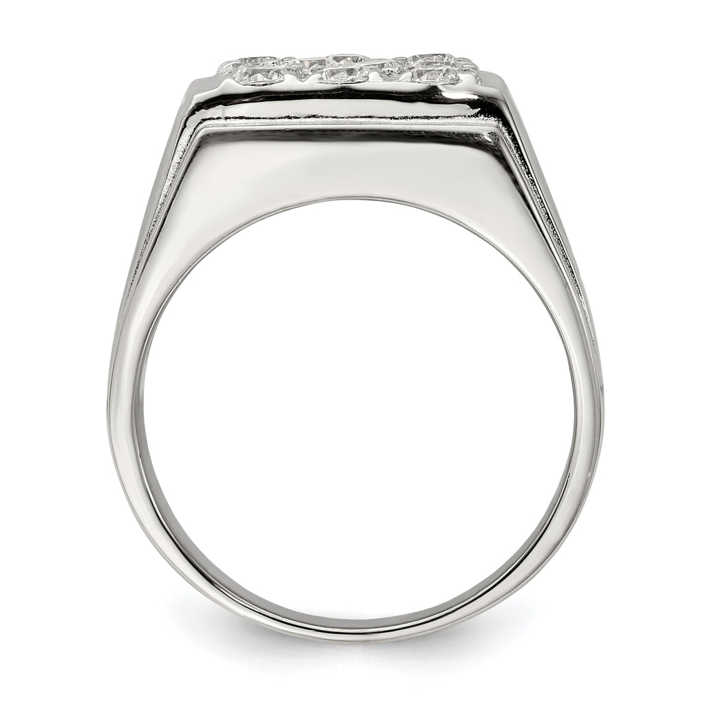 Sterling Silver Rhodium-plated Men's CZ Ring