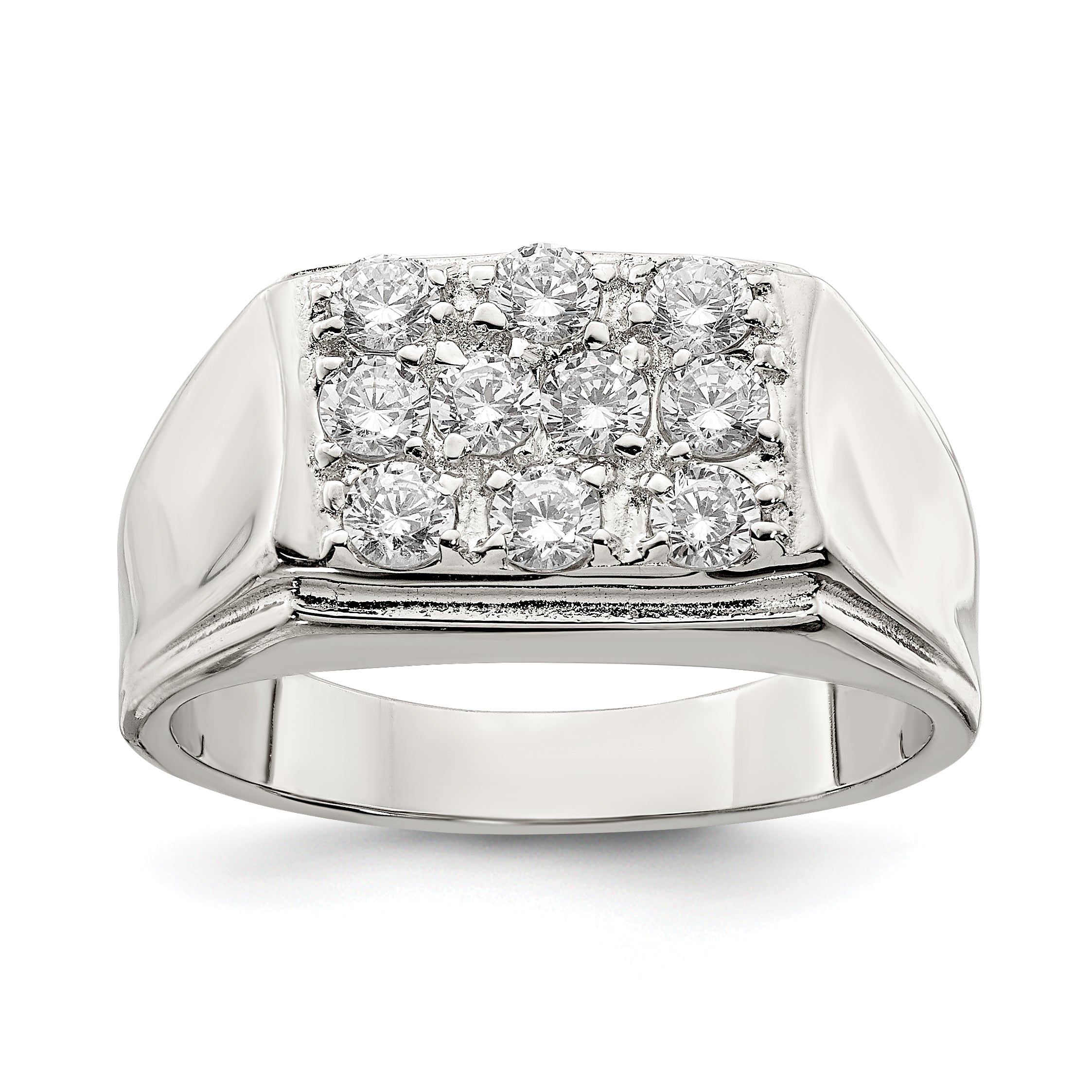 Sterling Silver Rhodium-plated Men's CZ Ring Main image