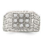 Sterling Silver Rhodium-plated Men's CZ Ring