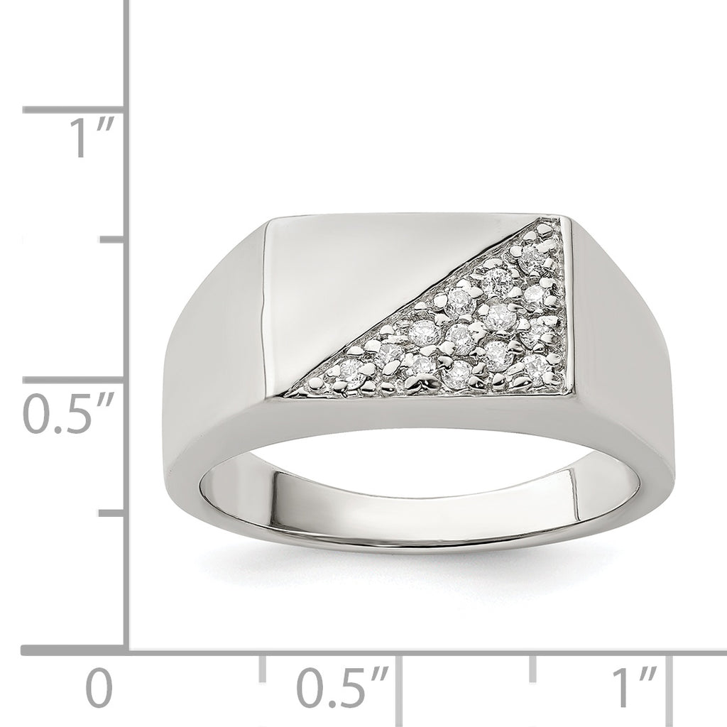 Sterling Silver Rhodium Plated Men's CZ Fashion Ring