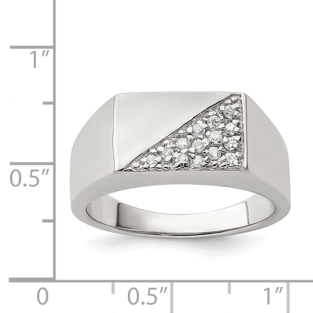 Sterling Silver Rhodium Plated Men's CZ Fashion Ring