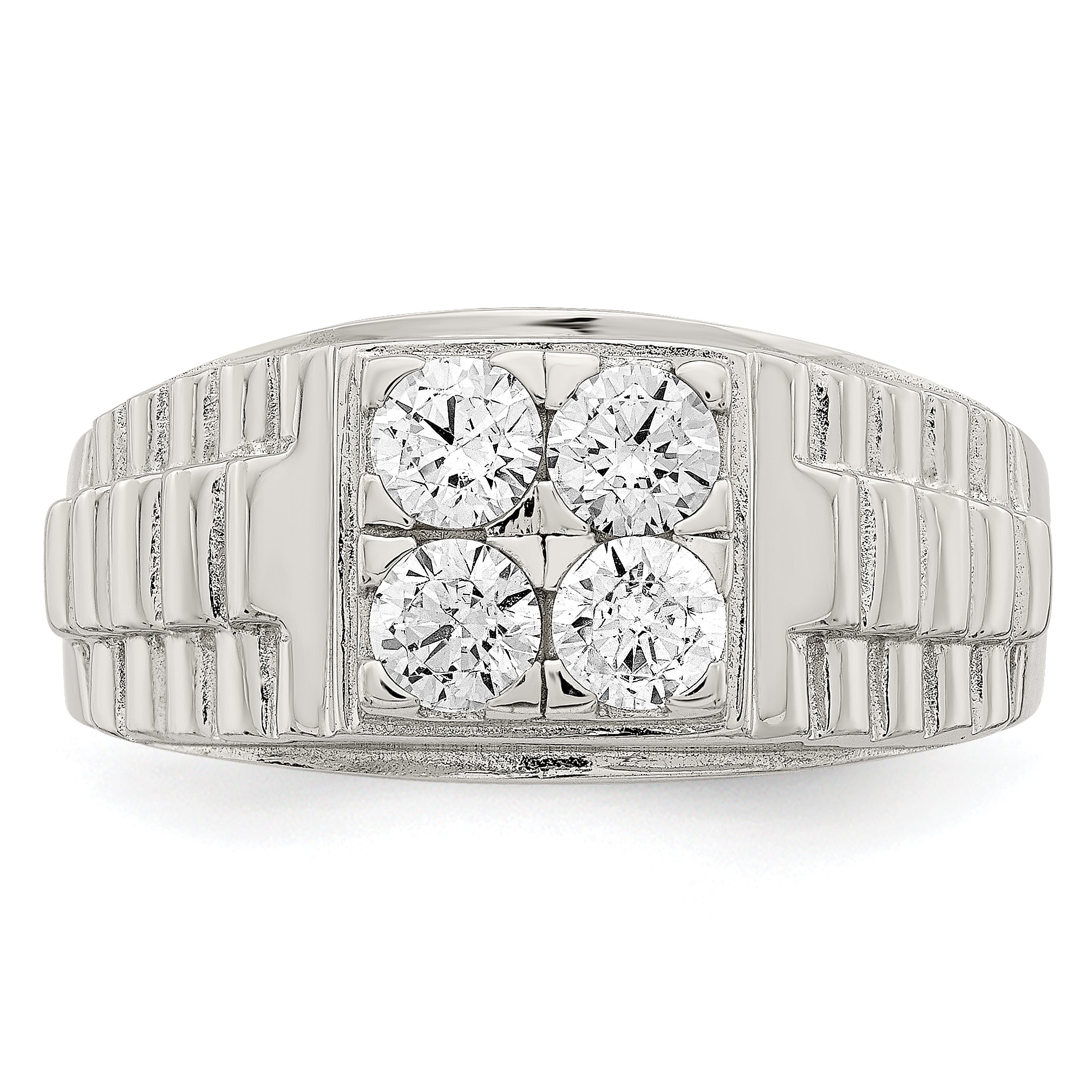 Sterling Silver Rhodium-plated CZ Fashion Ring