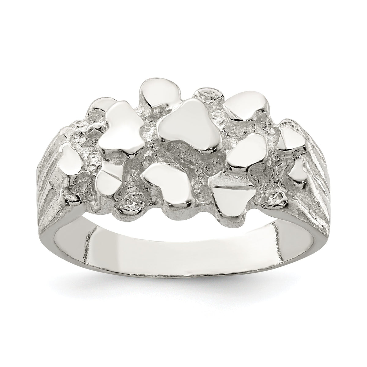 Men's Nugget Ring in Sterling Silver, 3mm Textured, Size 9–11 - Sophia Jewelers Main image