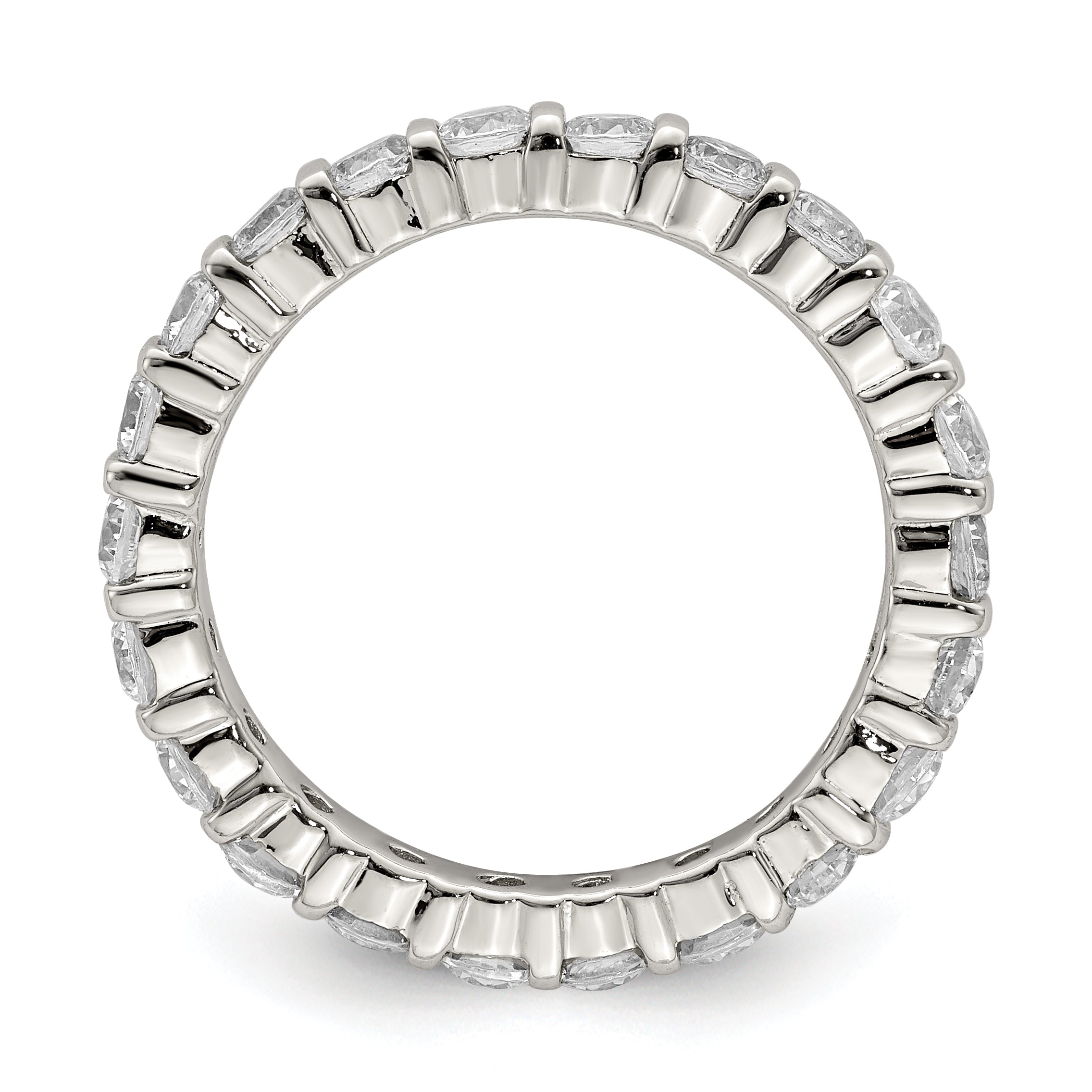 Sterling Silver Rhodium-plated CZ Band Secondary image