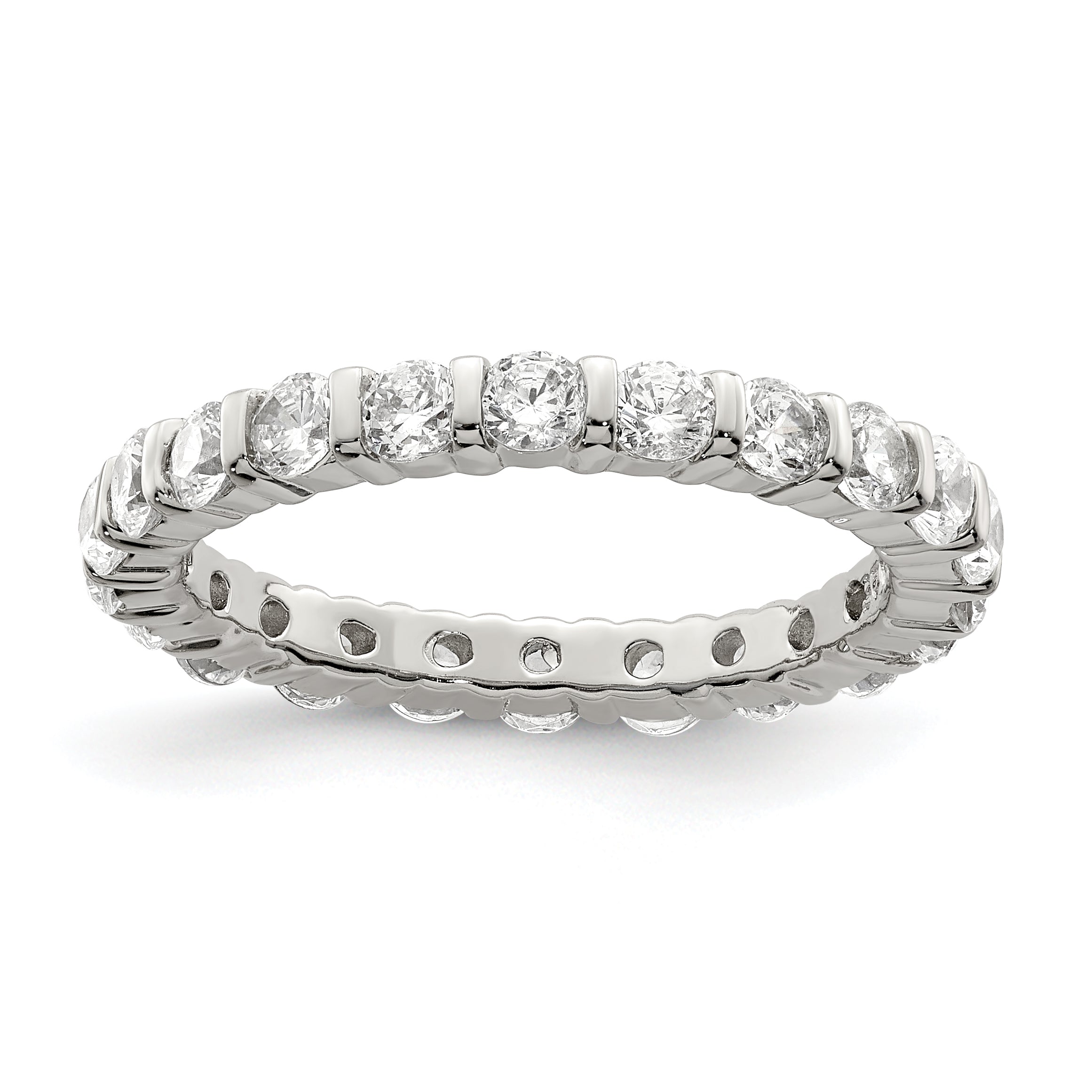 Sterling Silver Rhodium-plated CZ Band Main image