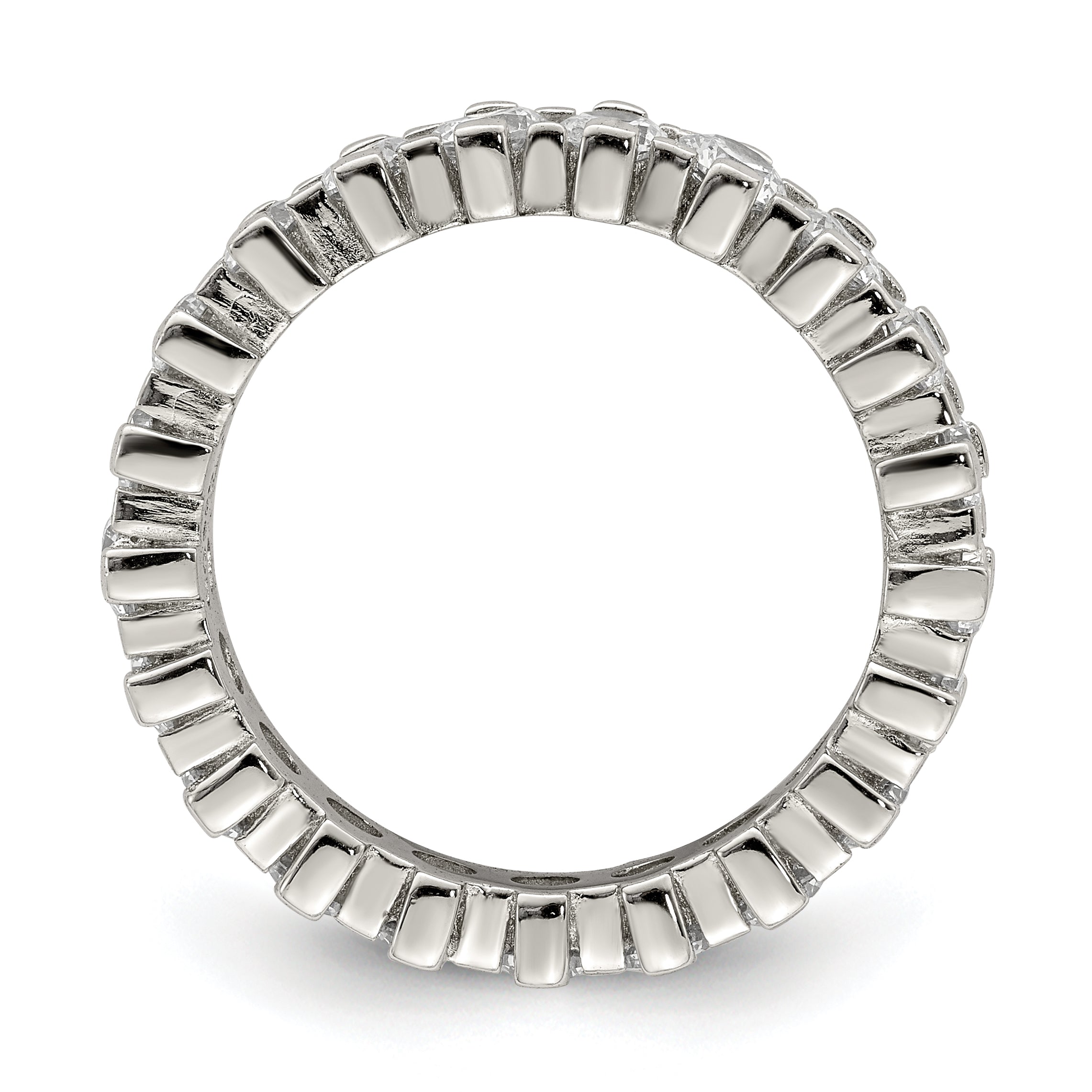 Sterling Silver Rhodium-plated CZ Eternity Band Secondary image