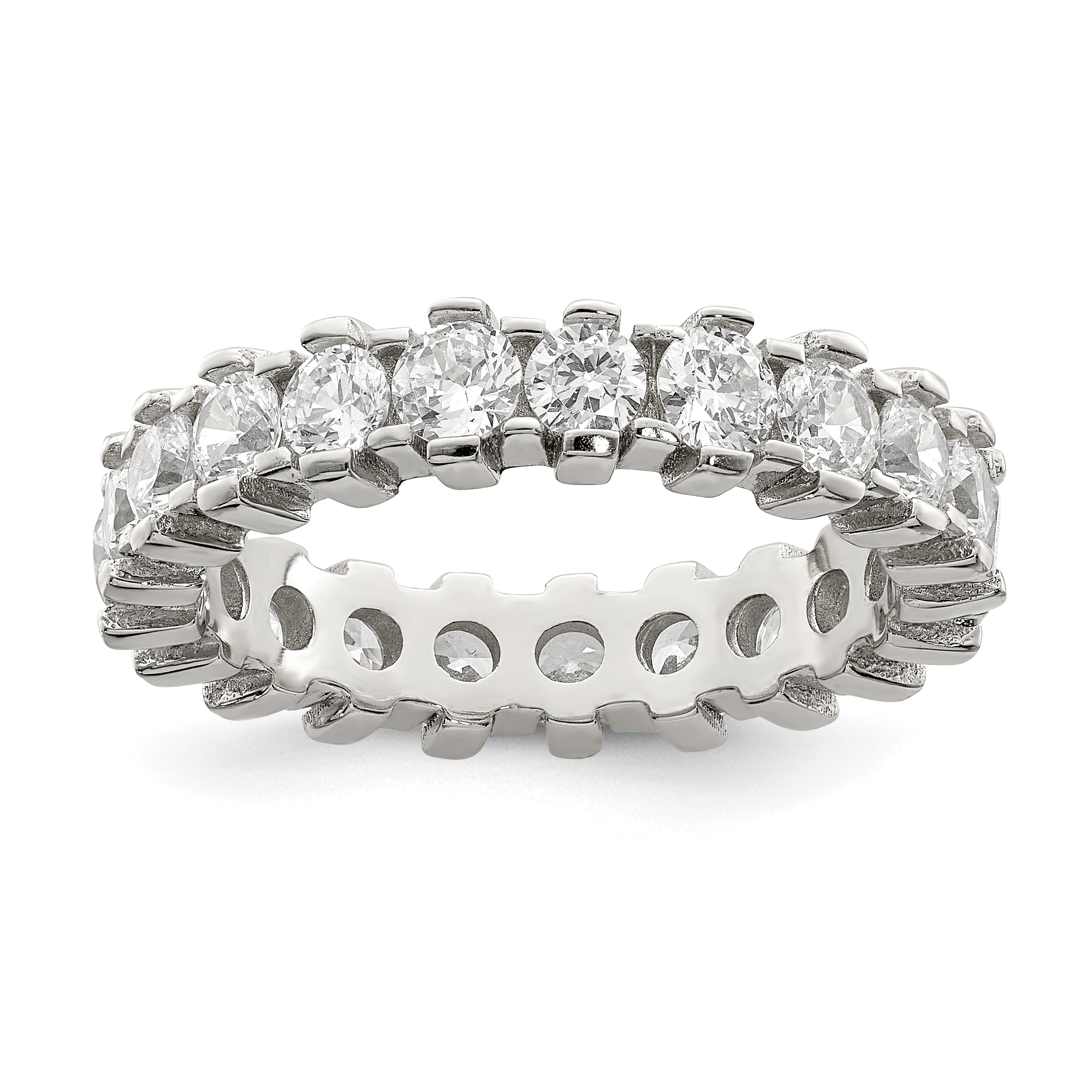 Sterling Silver Rhodium-plated CZ Eternity Band Main image