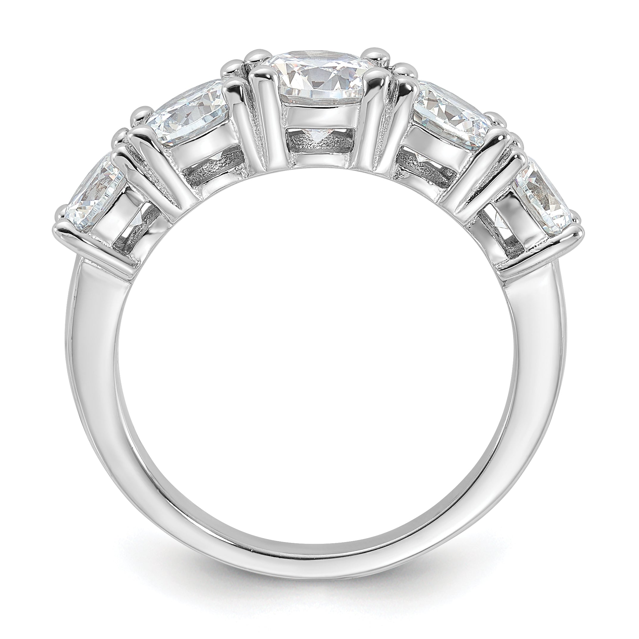 Sterling Silver Rhodium-plated CZ 5-Stone Ring Secondary image