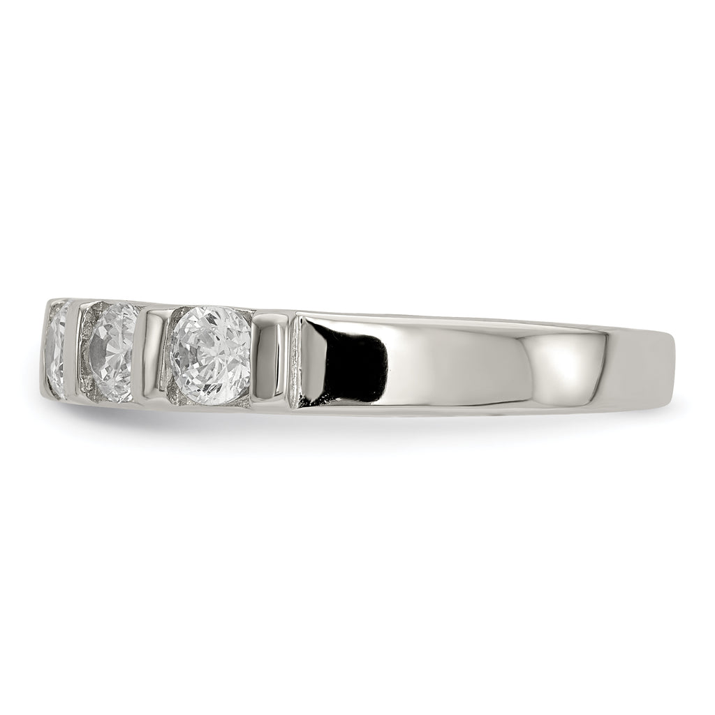 Sterling Silver Rhodium-Plated Cubic Zirconi 5-Stone Ring