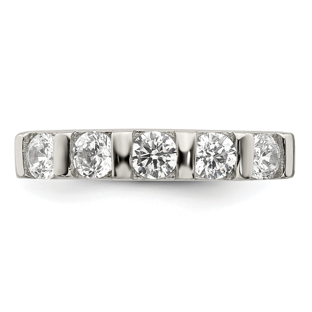 Sterling Silver Rhodium-Plated Cubic Zirconi 5-Stone Ring