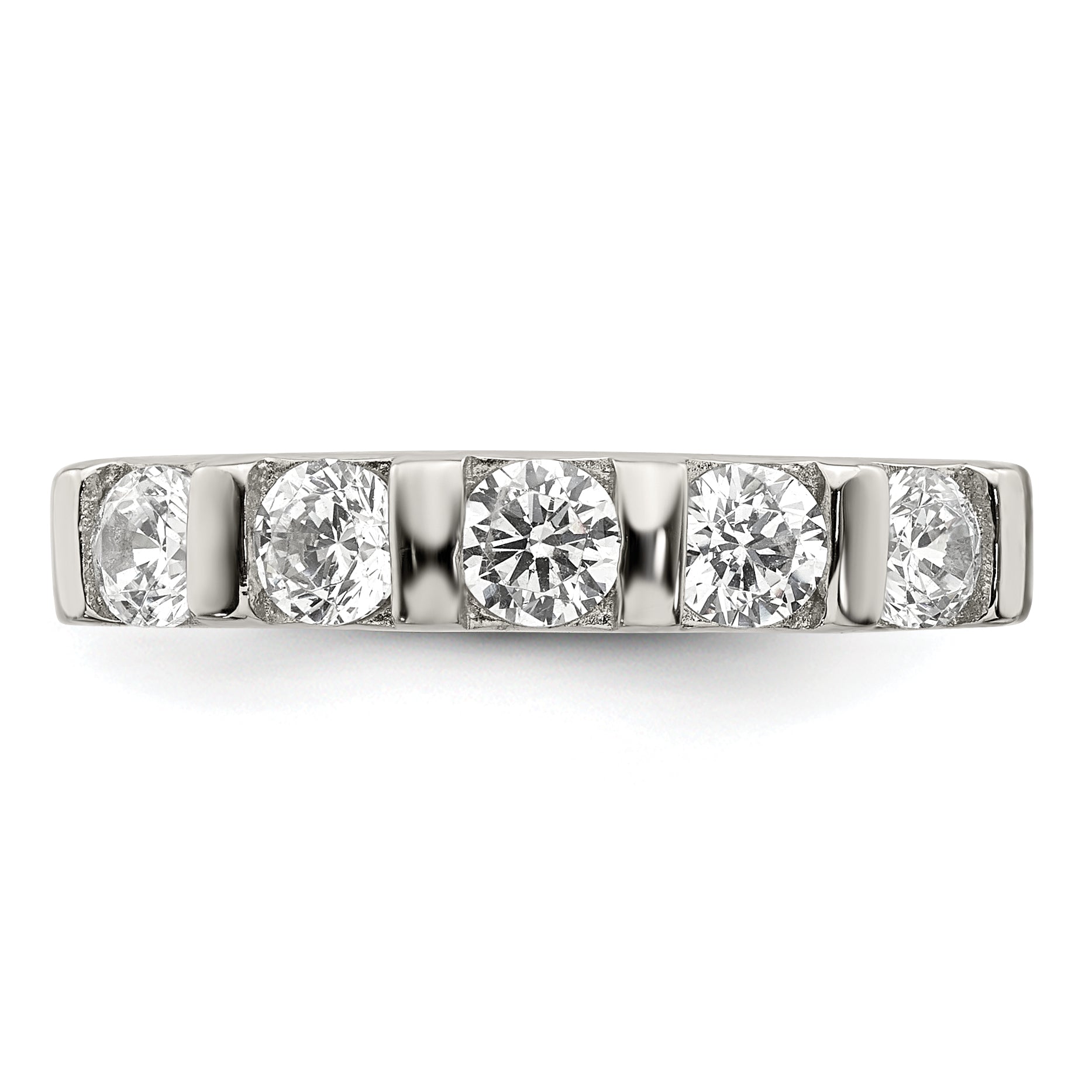 Sterling Silver Rhodium-Plated Cubic Zirconi 5-Stone Ring