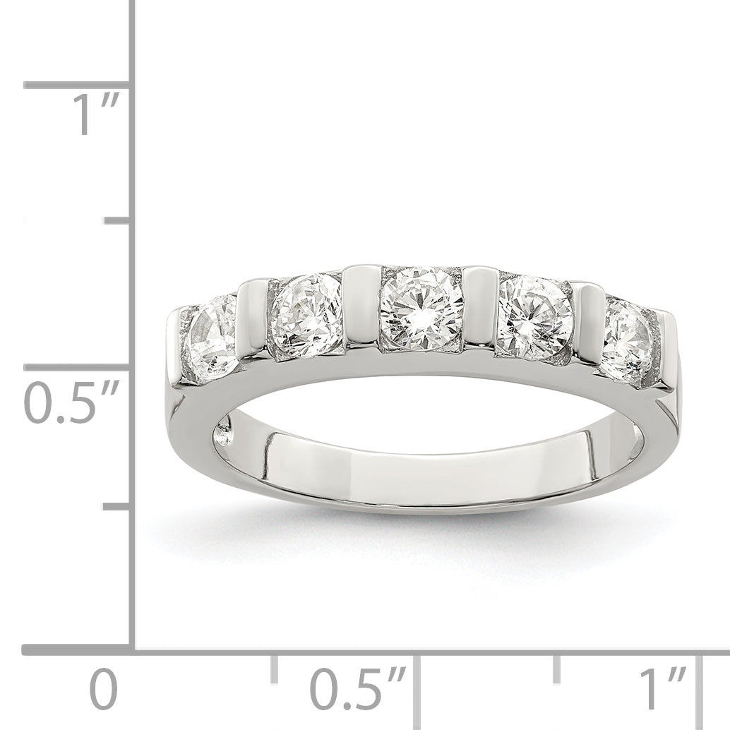 Sterling Silver Rhodium-Plated Cubic Zirconi 5-Stone Ring Secondary image