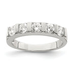 Sterling Silver Rhodium-Plated Cubic Zirconi 5-Stone Ring