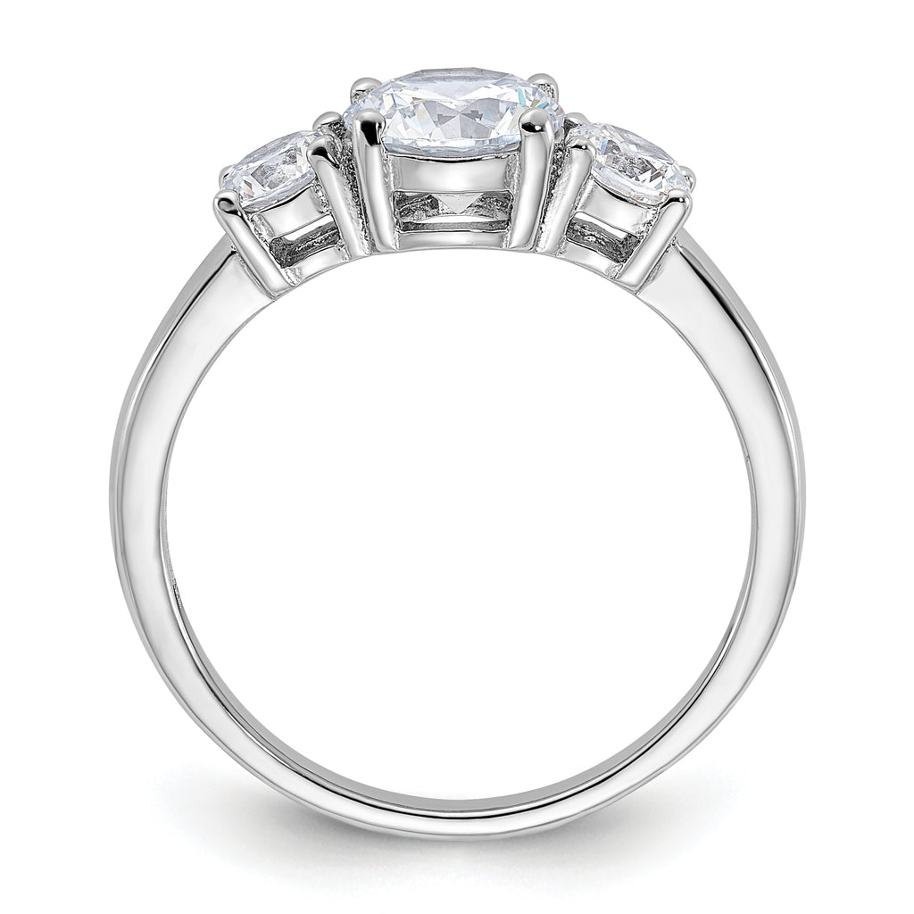 Sterling Silver Rhodium-plated 3 Stone CZ Ring