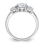 Sterling Silver Rhodium-plated 3 Stone CZ Ring