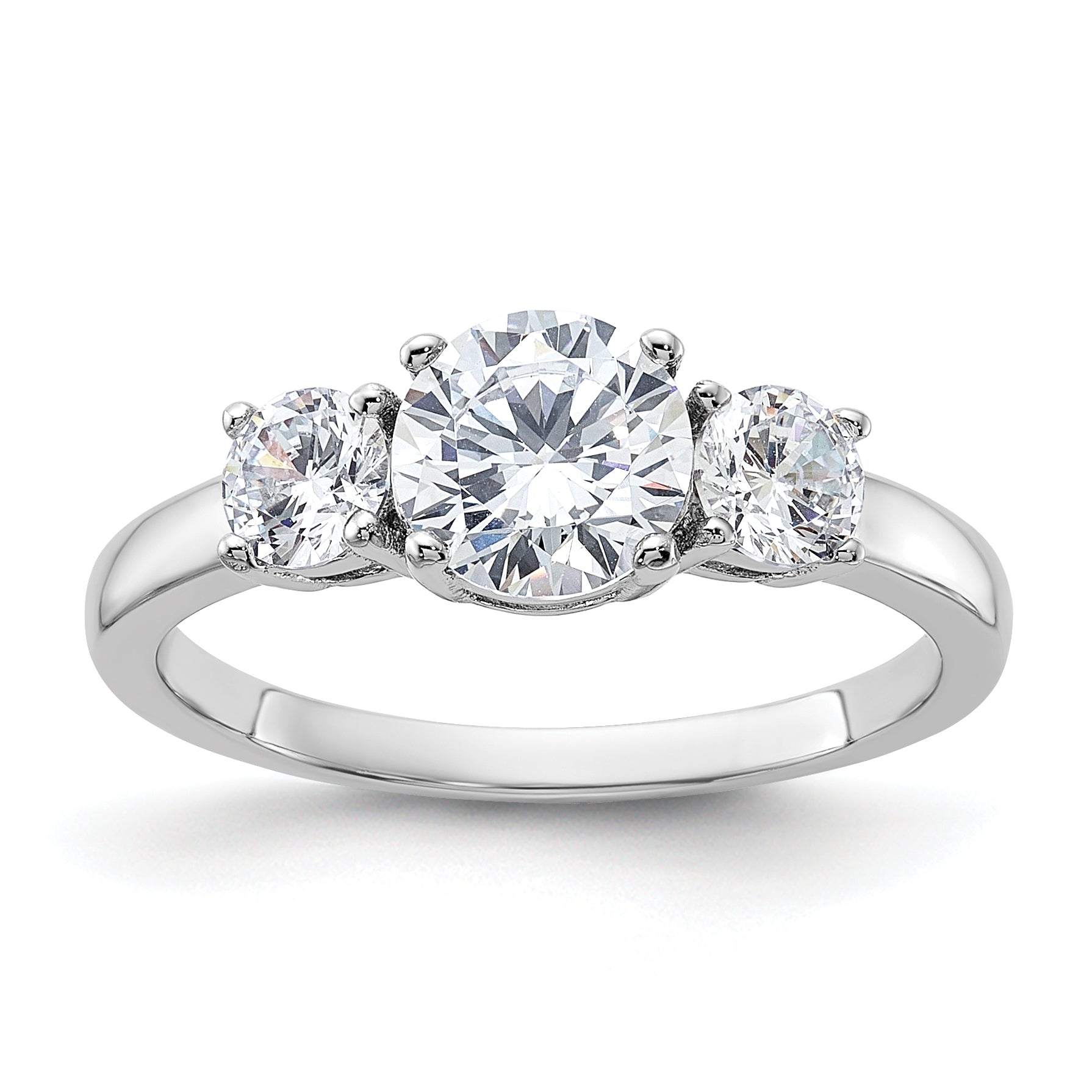 Sterling Silver Rhodium-plated 3 Stone CZ Ring Main image