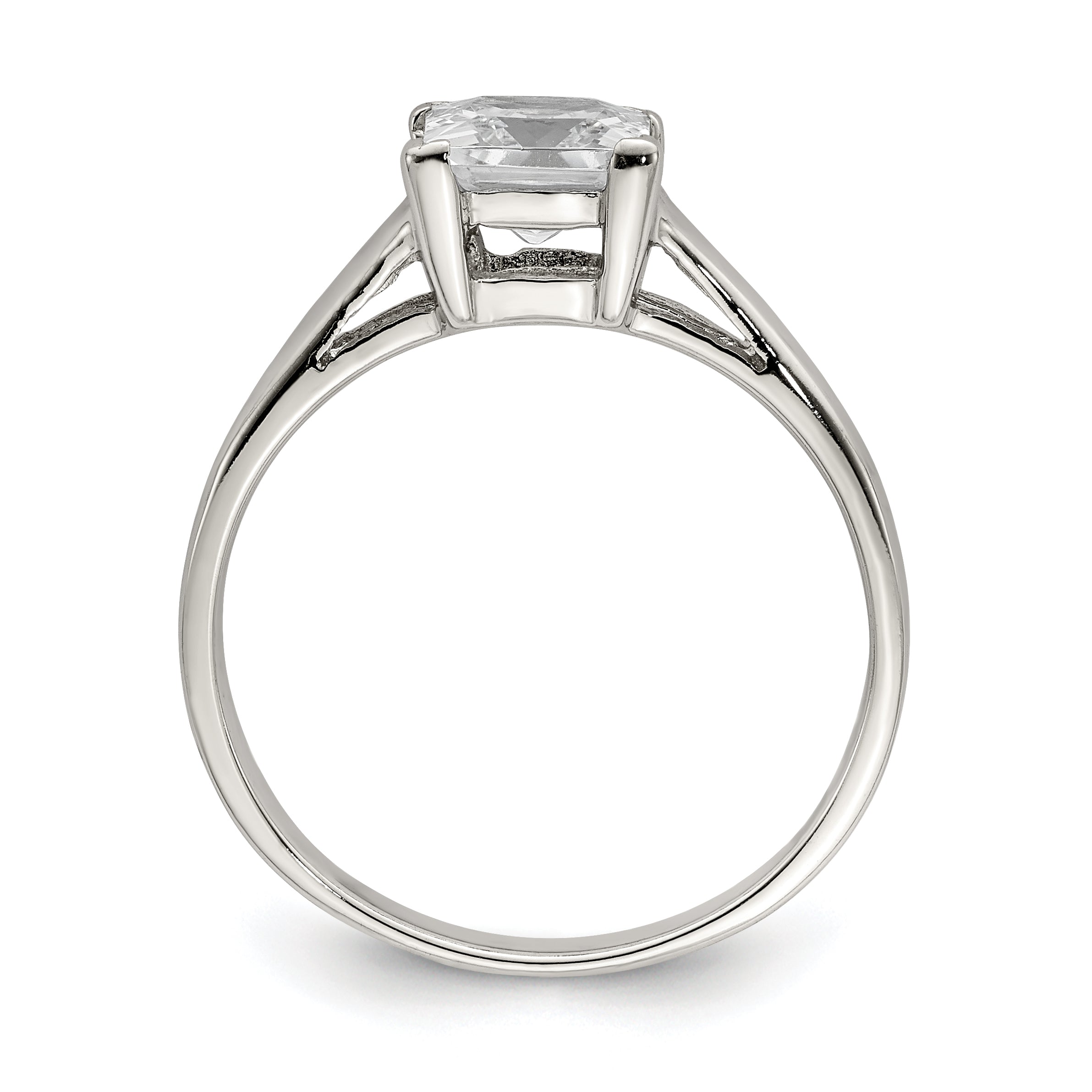 Sterling Silver Rhodium-plated CZ Ring