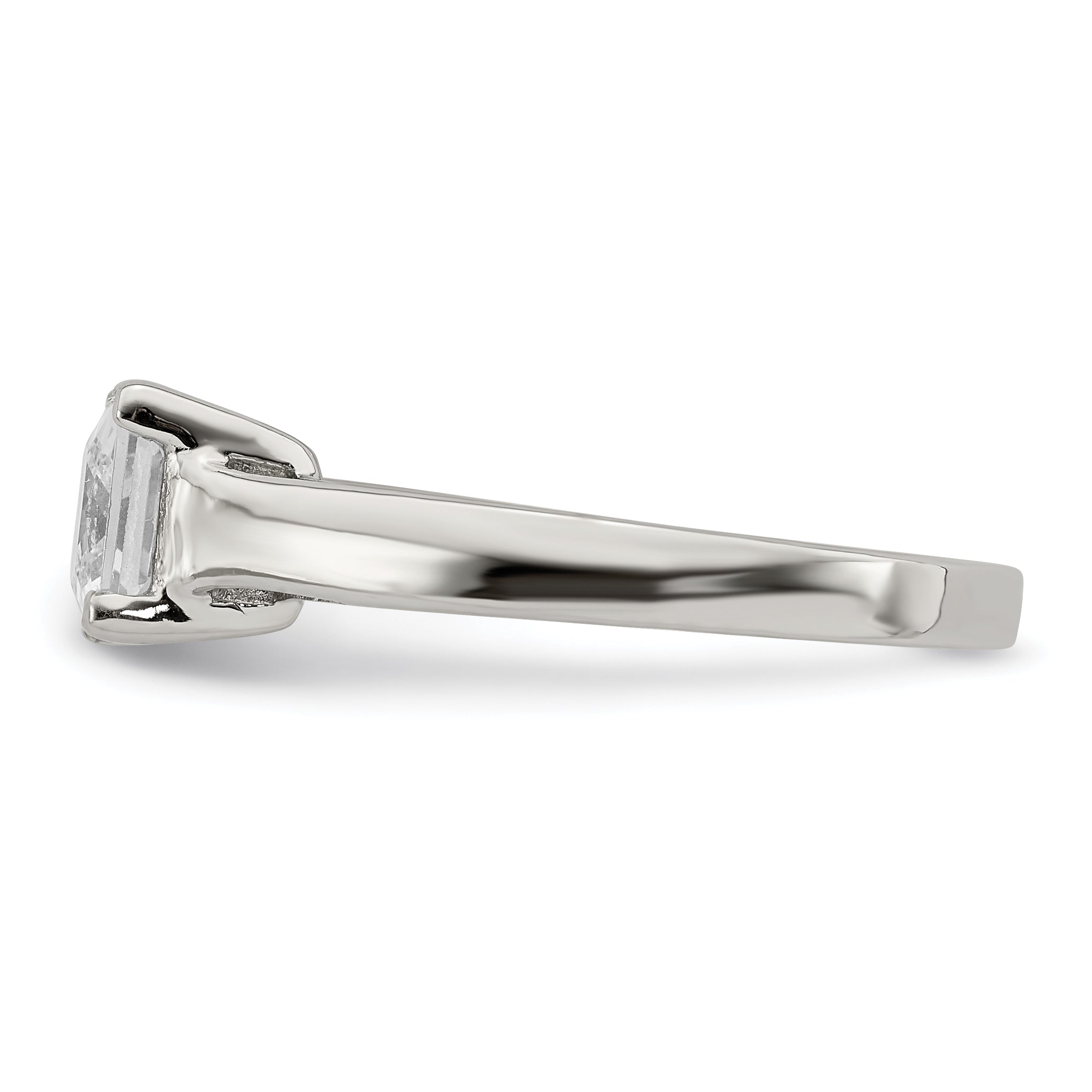 Sterling Silver Rhodium-plated CZ Ring