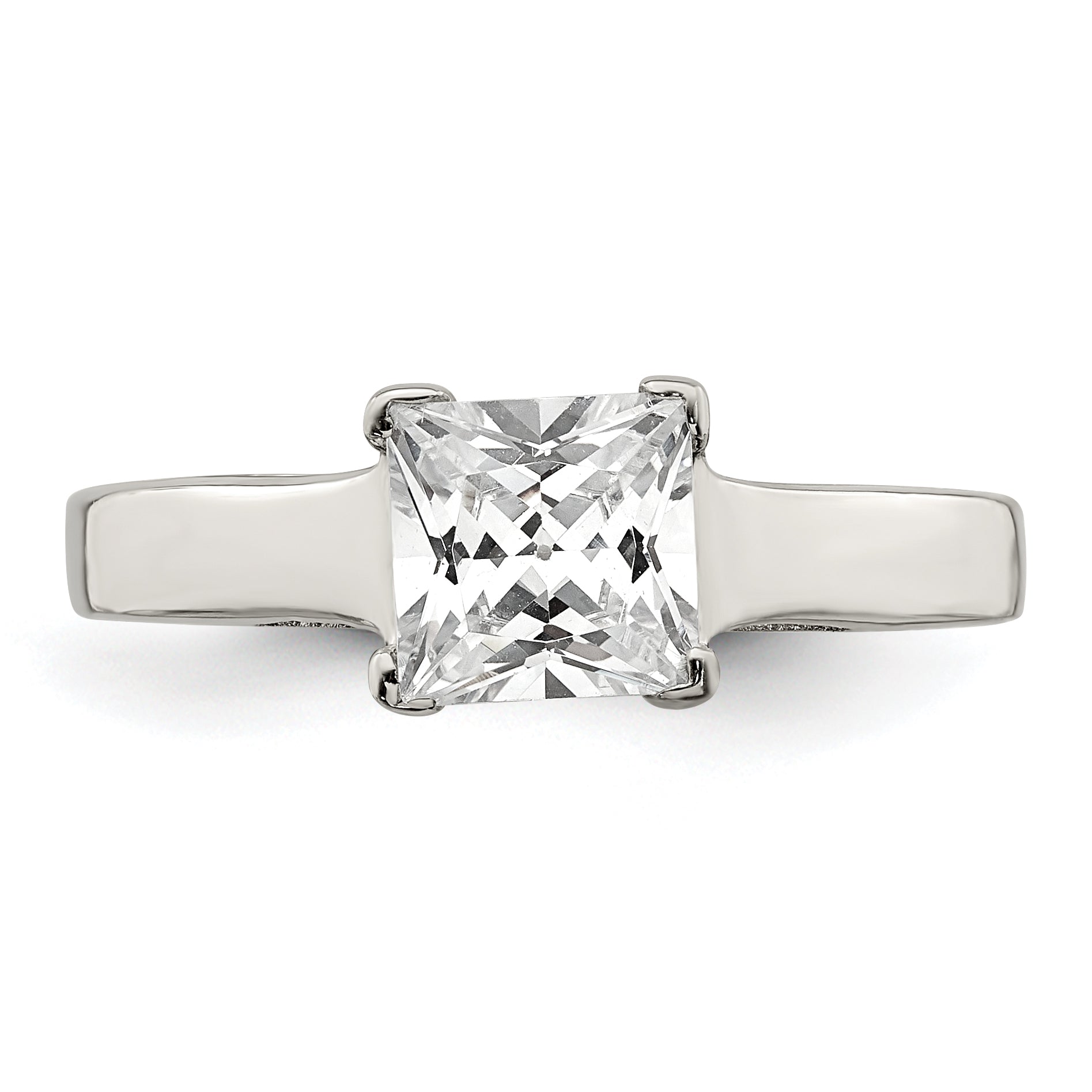 Sterling Silver Rhodium-plated CZ Ring