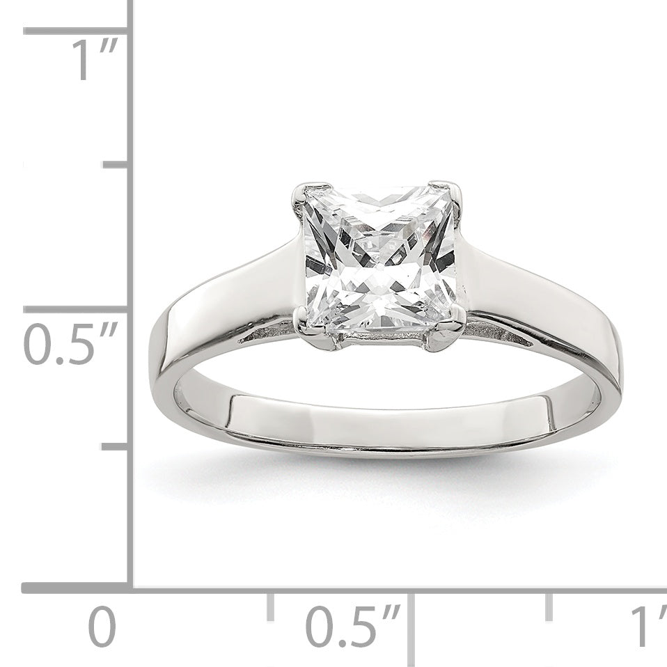 Sterling Silver Rhodium-plated CZ Ring