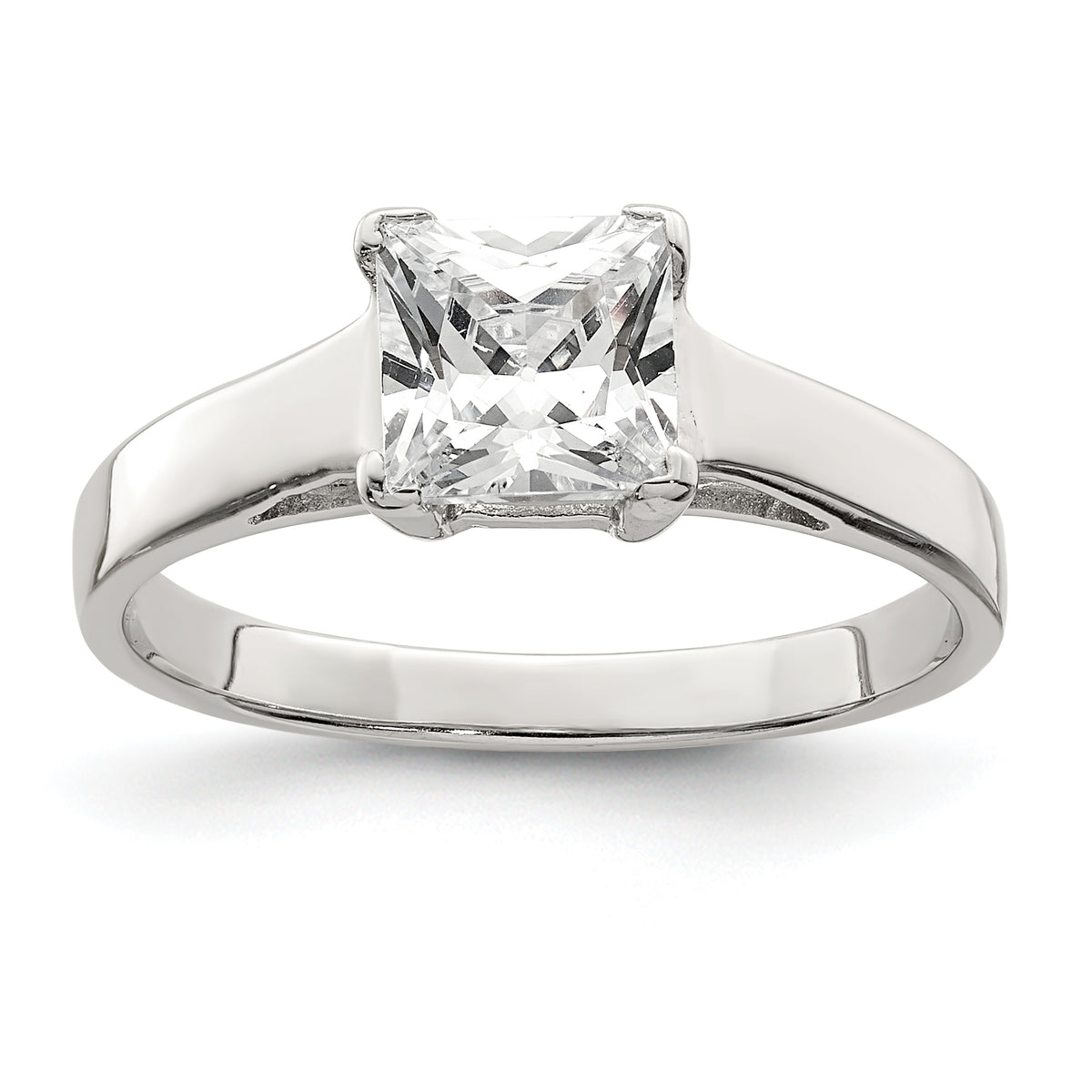 Sterling Silver Rhodium-plated CZ Ring
