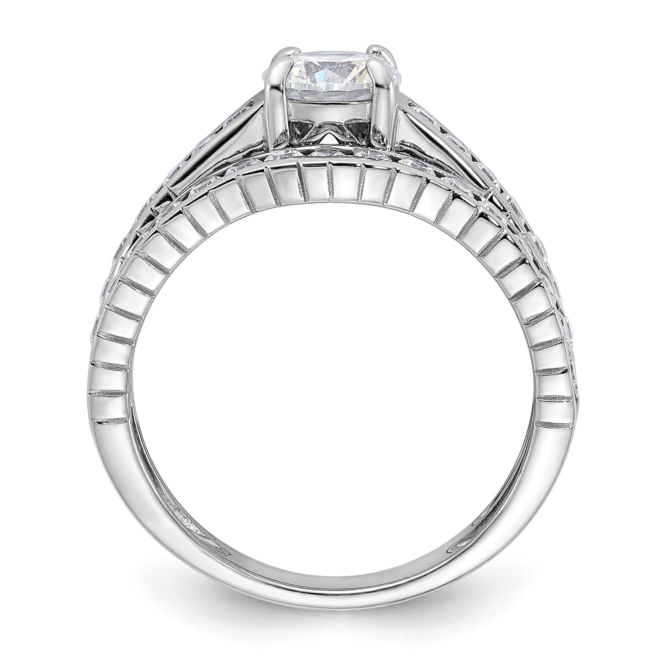 Sterling Silver Rhodium-plated 2-Piece CZ Size 6 Wedding Set Ring Secondary image