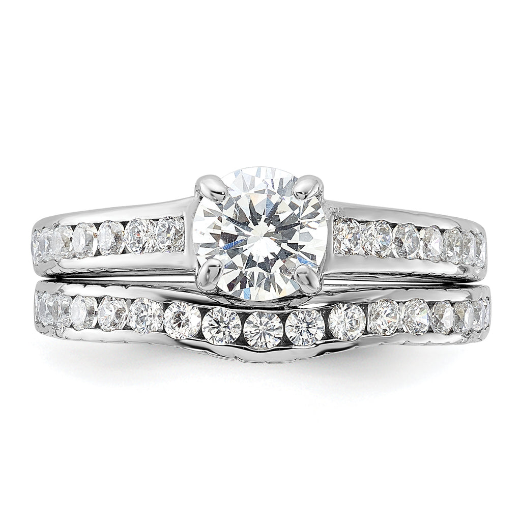 Sterling Silver Rhodium-plated 2-Piece CZ Size 8 Wedding Set Ring