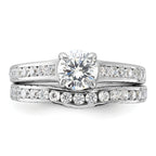 Sterling Silver Rhodium-plated 2-Piece CZ Size 8 Wedding Set Ring