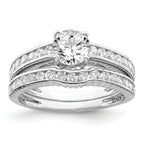 Sterling Silver Rhodium-plated 2-Piece CZ Size 8 Wedding Set Ring