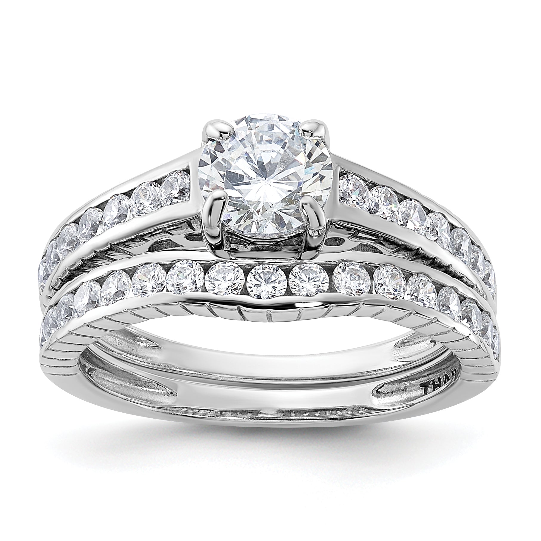 Sterling Silver Rhodium-plated 2-Piece CZ Size 8 Wedding Set Ring Main image