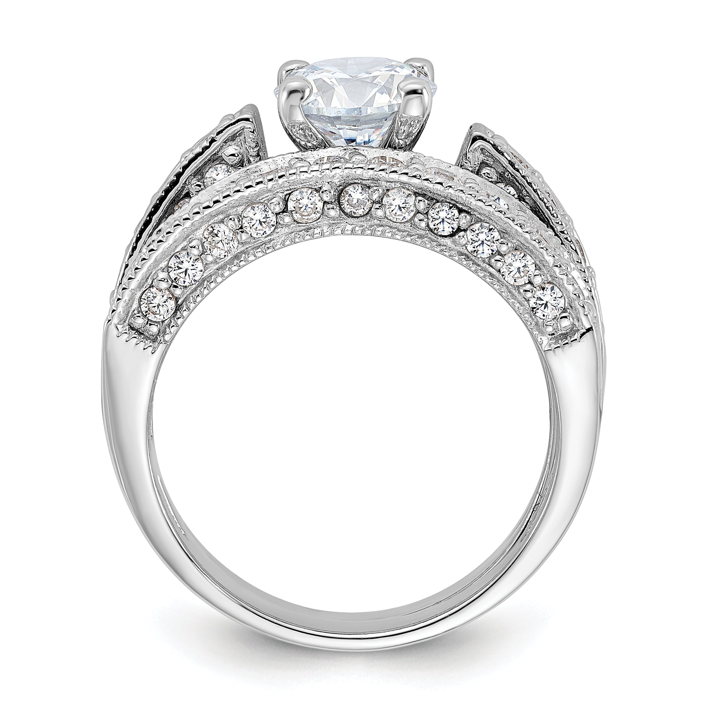Sterling Silver Rhodium-plated 2-Piece CZ Wedding Set Ring Secondary image