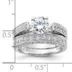 Sterling Silver Rhodium-plated 2-Piece CZ Wedding Set Ring