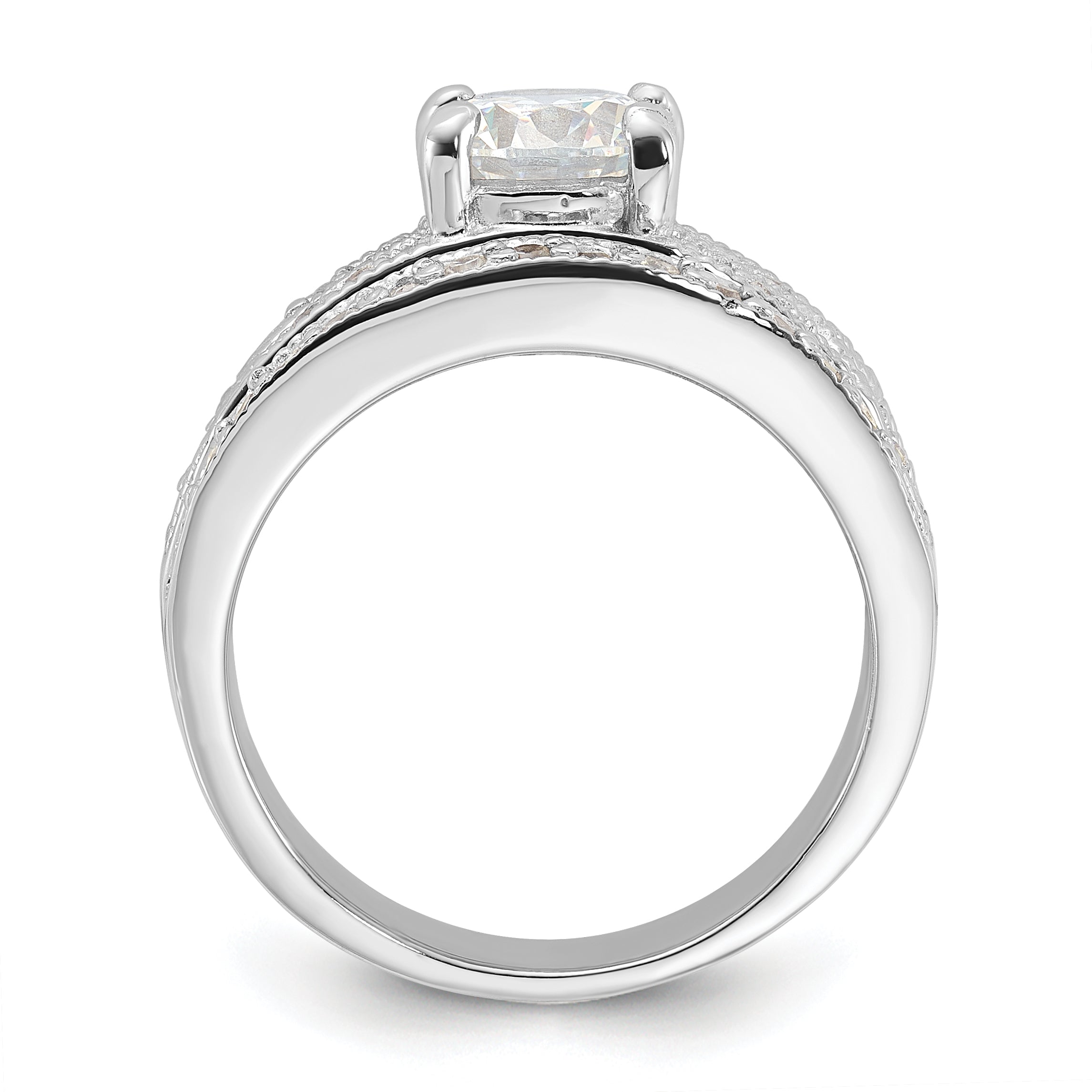 Sterling Silver Rhodium-plated 2-Piece CZ Wedding Set Ring Secondary image