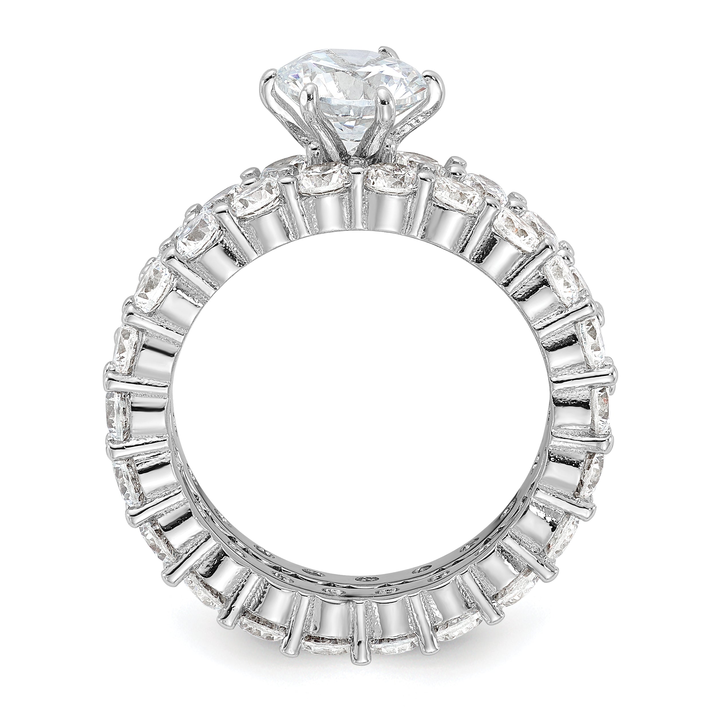 Sterling Silver Rhodium-plated CZ 2 Piece Wedding Set Ring Secondary image