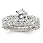Sterling Silver Rhodium-plated CZ 2 Piece Wedding Set Ring