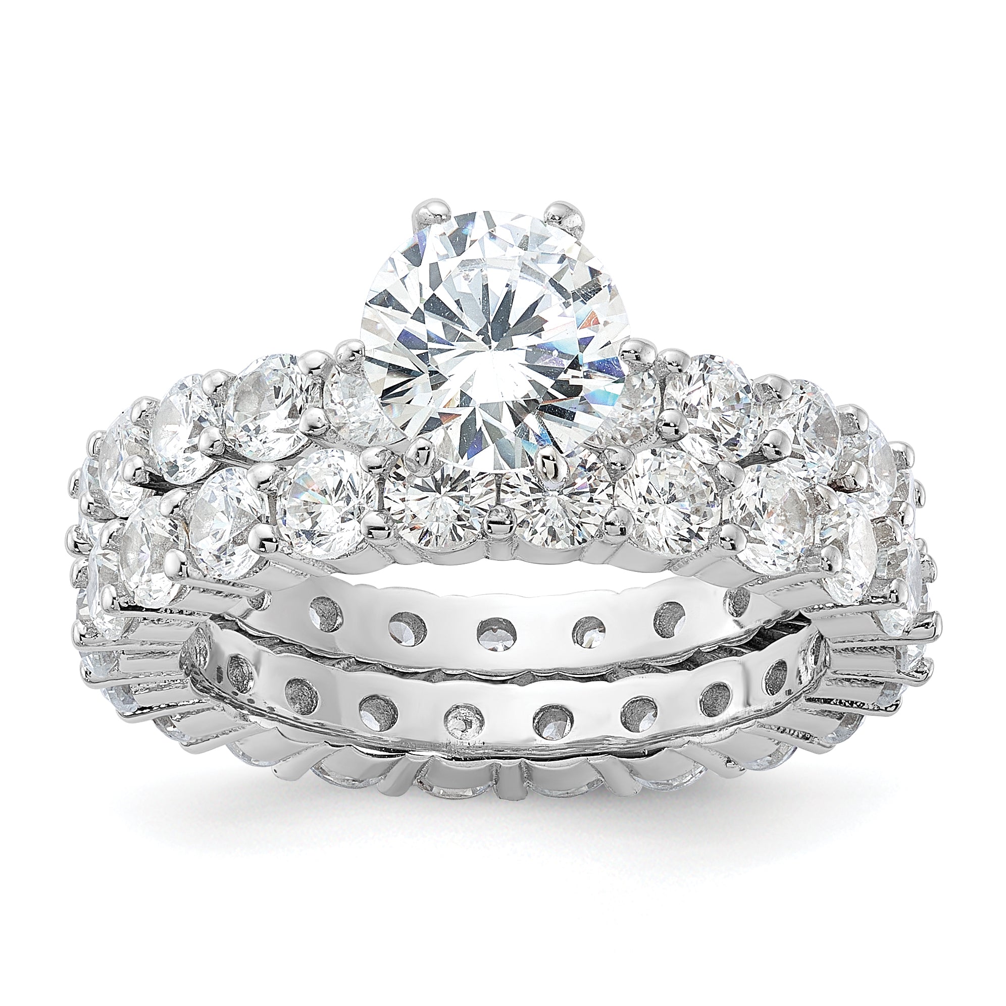 Sterling Silver Rhodium-plated CZ 2 Piece Wedding Set Ring Main image
