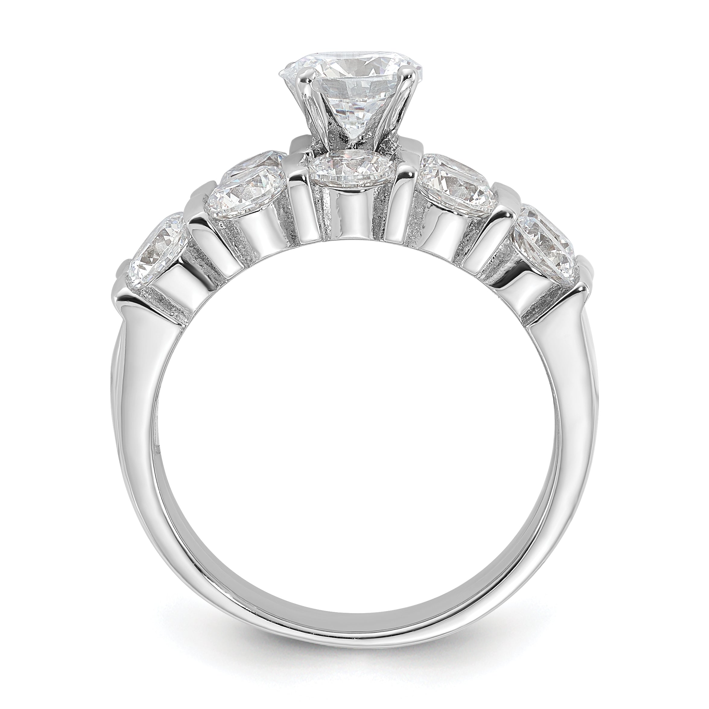 Sterling Silver Rhodium Plated CZ Engagement Ring and CZ Wedding Band Two Piece Set Secondary image