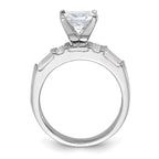 Sterling Silver Rhodium-Plated Plated Cubic Zirconi Engagement Ring and Cubic Zirconi Wedding Band Two Piece Set