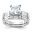 Sterling Silver Rhodium-Plated Plated Cubic Zirconi Engagement Ring and Cubic Zirconi Wedding Band Two Piece Set