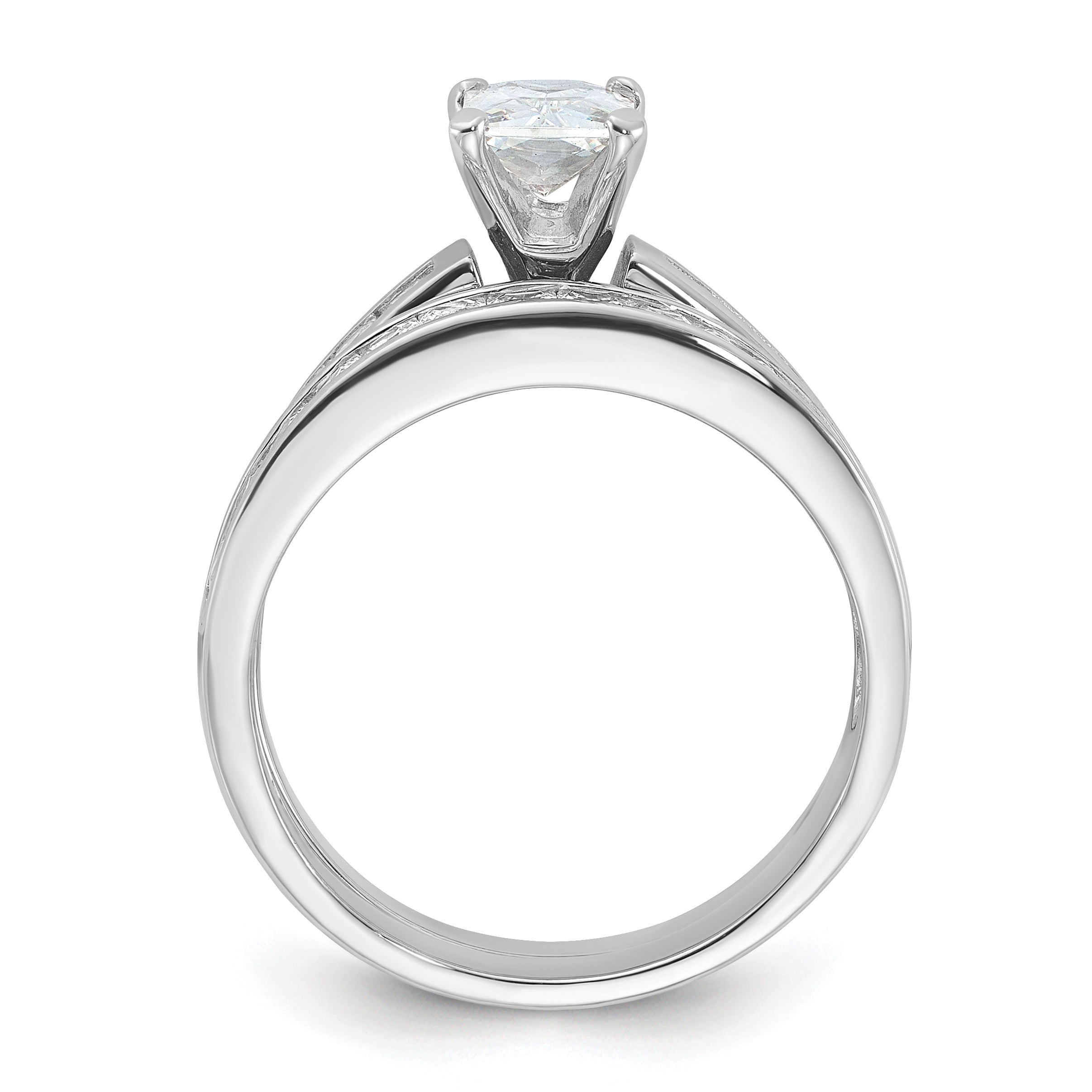 Sterling Silver Rhodium-plated 2-Piece CZ Size 6 Wedding Set Ring Secondary image