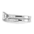 Sterling Silver Rhodium-plated 2-Piece CZ Size 8 Wedding Set Ring