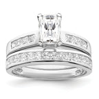 Sterling Silver Rhodium-plated 2-Piece CZ Size 8 Wedding Set Ring