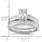 Sterling Silver Rhodium-plated 2-Piece CZ Size 8 Wedding Set Ring