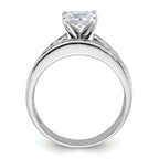 Sterling Silver Rhodium-Plated 2-Piece Cubic Zirconi Size 6 Wedding Set Ring