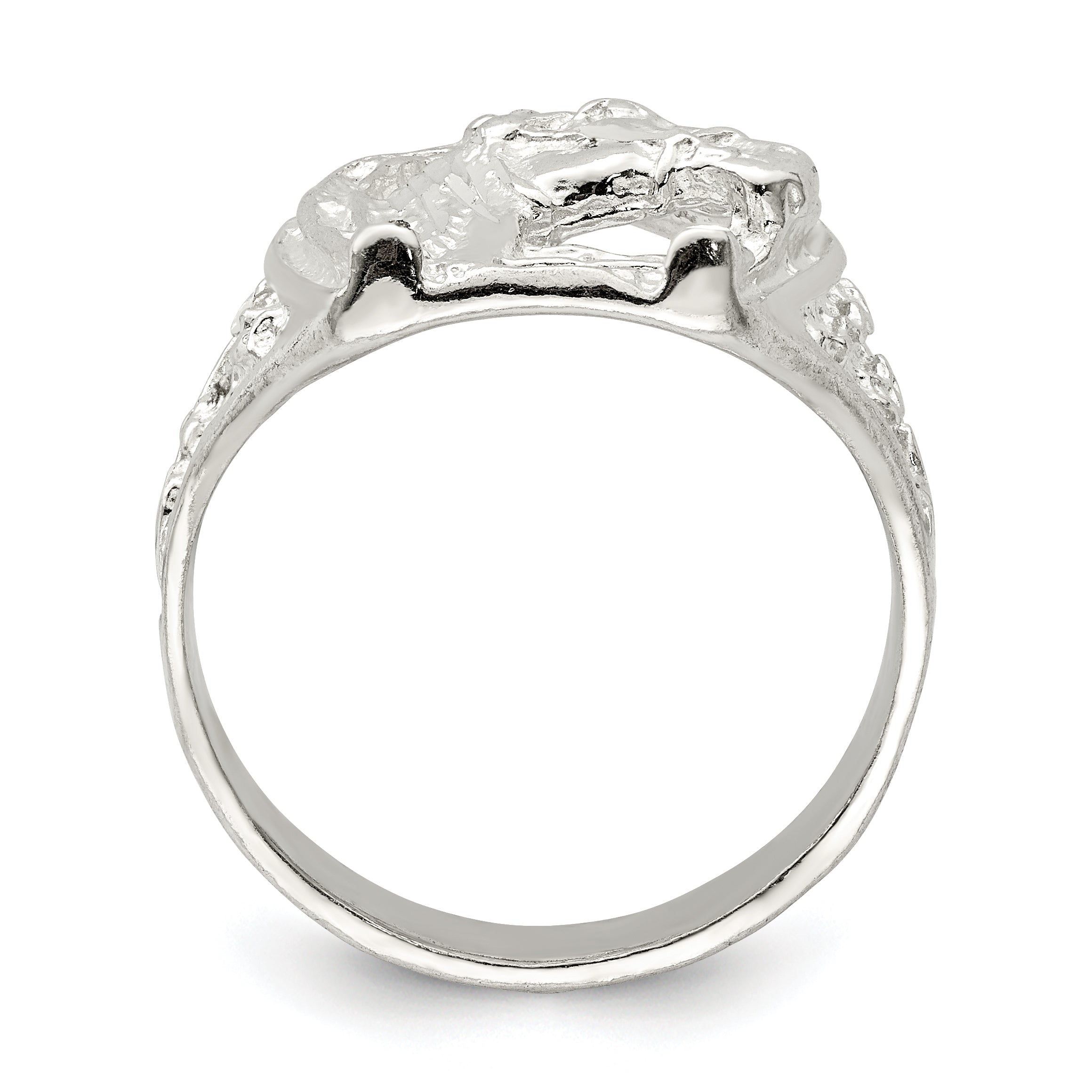 Sterling Silver Horseshoe with Horse Head Ring Secondary image